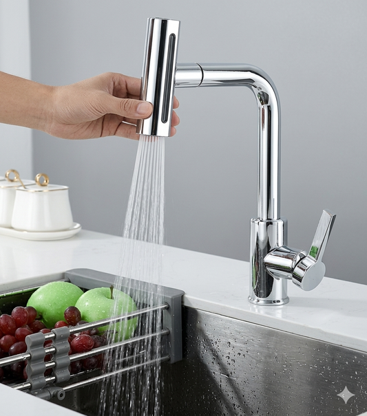 Kitchen faucet with pull-down spray head, 4 spray modes