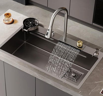 حوض المطبخ سمارت ببكرة 75×45 سم بالصرف والمشتملات